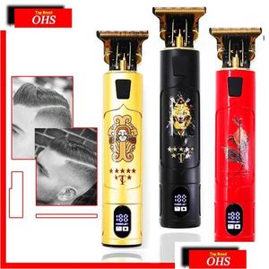 Electric Shavers Professional Hair Clippers Barber Haircut Scpture Cutter Laddningsbar Razor Trimmer Justerbar trådlös kant för män DH1AB