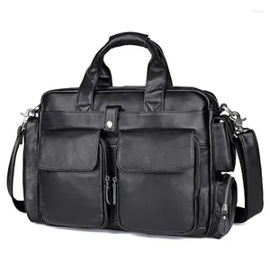 Borsa Highend A4 Vintage Black Coffee Vera pelle Executive Uomo Valigetta Portfolio 15.6 '' 14 '' Borse a tracolla per laptop M7219