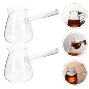 Conjuntos de louça 2 pcs jarro de leite de vidro máquinas de café expresso alça lateral bule doméstico manteiga portátil resistente ao calor fervura de café