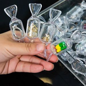 Bolsas de jóias mini caixa de armazenamento transparente criativo plástico doces anel brincos colar caixas titular vitrine organizador