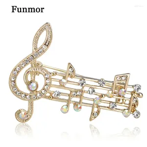 Brosches Funmor Music Note Large For Women Austrian Crystal Scarf Coat Clips Pins Icon Jewelry Party Dress Broche Decoration