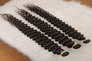 Mänskligt hårvattenvågbuntar med spetsens frontal stängning Brasilianska hår 3 buntar handlar med 13x4 frontal remy människolege weave959909