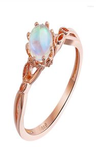 Bröllopsringar Romad Fashion Natural Moonstone Ring Rose Gold Color Lady Finger Jewelry Environmental MicroInserted2233131