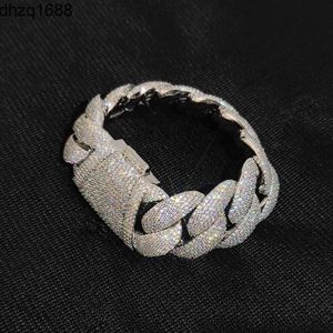 Iced Out Jewelry Thick Chain 18k Gold Plated 5 Row Diamond 22mm Bubble Moissanite Cuban Link Bracelet for Men