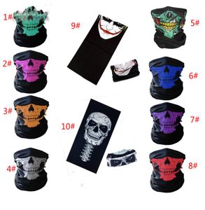 Schädel halbe Gesichtsmaske Schal Bandana Fahrrad Motorrad Schals Schal Hals Gesichtsmaske Radfahren Cosplay Ski Biker Bandanas 10 color5994441