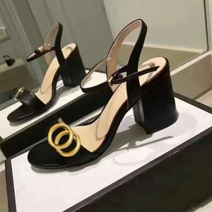 Classic Designer High-heeled Sandals Sexy Shoes Fashion Leather Women Dance Shoe Heels Suede Lady Metal Belt Buckle Thick Heel Woman Shoes Large