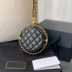 Designer-Rundtaschen Zeit zum Drehen Premium-Lammleder Klassisch gestepptes Karo-Gold-Metallkettenhalsband dreht sich um die Tasche Luxuriöse Schulter-Crossbody-Tasche