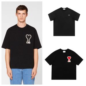 designer t-shirt paris polo män kvinnor älskar brev t-shirt mode broderi par kort ärm hög gata lös rund nacke röda hjärta toppar