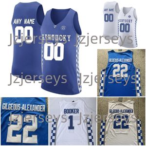 Maglia da basket Kentucky Wildcats cucita su misura Shai Gilgeous-Alexander Kevin Knox 32 Wenyen Gabriel 2 Jarred Vanderbil 00 Tony Delk 24 Jamal Mashburn