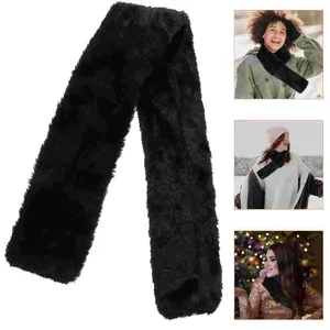 Bandanas Keep Warm Winter Imitation Fur Versatile Seto Scarf Solid Color Plush Small Neck Cover (black) Miss Blended Women