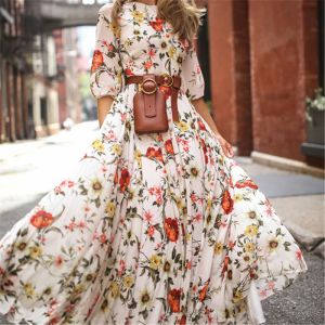 Dress Summer Women Boho Long Maxi Dress Evening Party Clothes Beach Sundress Half Sleeve Ladies Dresses Women Dress Floral Dresses