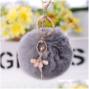 Key Rings New Cute Ballerina Keychains With Rhinestone Ballet P Ball Keyrings For Gifts Charm Key Chain Ring Jewelry 6Pcs/Lot Drop De Dhuqb