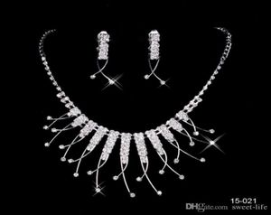 2019 15021 Holy Rhinestone Crystal Flower Earring Halsband Set Bridal Party Lobster Clasp Billiga juveluppsättningar för prom congredi4583134