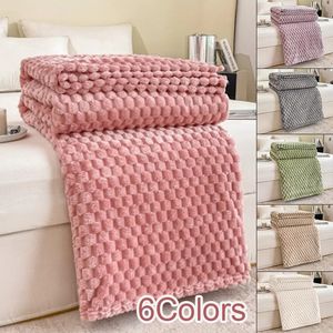 Coperta a righe scozzese Morbida e calda e soffice Copridivano Copriletto in pile di corallo sul letto per adulti Bambini Pet HomeTextile 240304