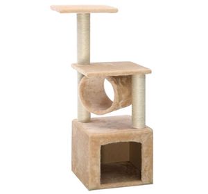 Deluxe 36quot Cat Tree Condo Mobilya Oyun Toy Scratch Post Kitten Pet House Beige3995943