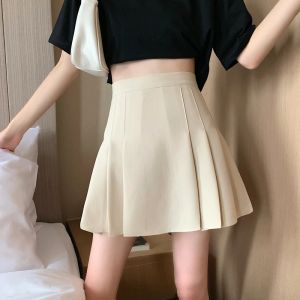 Dresses Kawaii Women Pleated Aline Skirt Casual Korean Female Empire Above Knee Skirts Sweet Vintage High Waist Mini Skirt Chic