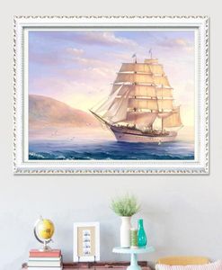 5d diamante bordado bordado diy pintura diamante kits de ponto cruz seascape barco criativo parcial redondo diamante mosaico sala d6400621