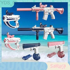 Gun Toys Electric Glock Pistol Shooting Toy Full Automatic Water Guns Long-range Waterguns Summer Beach Water Park Toy For Kids Adult Toy YQ240307