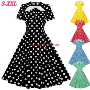 Klänning kvinnors polka dot retro 1950 -tal 60 -talet vintage stil cocktail party swing klänning halloween party formell elegant tunika vestidos