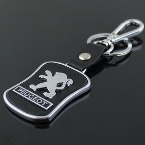 5pcs lot Top Fashion Car Logo keychain For Peugeot Metal Leather Keyring Key Chain ring Llaveros Chaveiro Car Emblem key holder300F