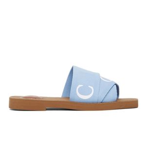 Mulheres Designer Slides Chinelos Sandálias Cloe Woody Rubber Flat Mule Canvas Branco Preto Verde Rosa Vela Azul Marinho Mulheres Verão Chinelo Ao Ar Livre Sapatos de Praia