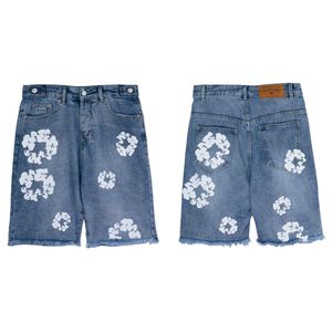 Denim Stacked Shorts Men Designer Tear Jeans Pour Hommes Jean Summer Men Hole Denim Short Pants Fashion Beggar Scraped Hip Hop Printing Folower Coated Jeans Shorts