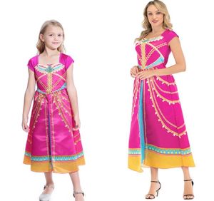 Księżniczka Jasmine Family Mother and Kids Sukienka Cosplay Cosplay Film Aladdin Dress Costume Superior Halloween scena dla dorosłych dzieci Prezent1286130