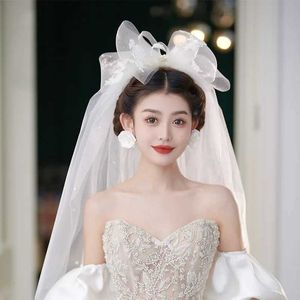 Wedding Hair Jewelry Korean Style Wedding Veil Large Bowknot Bride Veils Wedding Hair Accessories Womans accessories