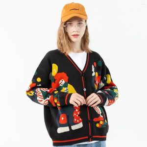 Damen Strick Unisex Weihnachten Strickpullover Damen Herren Lustiger Clown Bedruckter Winter Cardigan Übergroße Streetwear Pullover Tops Harajuku