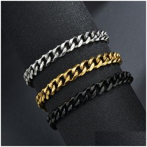 Catena Classica Bracciale A Catena In Acciaio Inossidabile Per Uomo Donna Punk 3/5 / 7Mm Larghezza Cuban Link Bangle Fashion Party Never Fade Regalo Gioielli Dhfz2