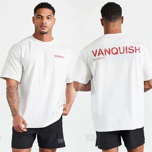 Herr överdimensionerade t-shirts sommar ny sport fies bomull runda hals kort ärm gym som kör träning kroppsbyggande t-shirt