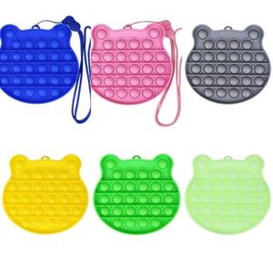 Toy Simple Keychain with Rope Lanyard Push it Silicone Bubble Cartoon Sensory Squeeze Key Ring Bag Pendants5123462