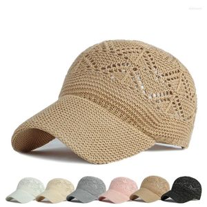 Bollmössor Summer Women's Hollow Baseball Cap Breattable Sticking Holiday Mesh Hats Bone Gorras Justerbar Sun Hat