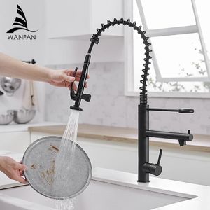 Black Kitchen Faucet Chrome Brass Tall Kitchen Faucet Sink Sink Faucet Arom أسفل الرش مقبض Single Spout Spout Mixer TAPS 240301