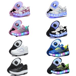 Children's violent walking shoes, boys and girls, adult explosive walking shoes, double wheeled flying shoes, lace shoes, and wheeled shoes, roller skates blue 28