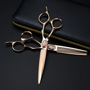 Anpassa JP 440C Steel 6 Upcale Rose Gold Hair Scissors Cutting Barber Haircut Thinning Shears Frisör Sessorer 240228