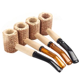 Tubo de espiga de milho descartável natural erva grinde martelo colher cigarro filtro tubos ferramentas acessórios 145mm comprimento