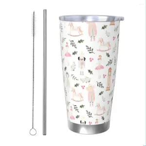 Tumblers The Nutcracker Watercolor Tumbler Vacuum Insulated Artistic Ballet Ballerina Thermal Cup With Lid Straw Mug Water Bottle