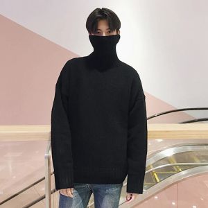 Klänningar turtleneck tröjor män solid färg svart pullover långärmad casual klänning manlig märke kashmir stickkläder preppy design vinter