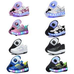 Children's violent walking shoes, boys and girls, adult explosive walking shoes, double wheeled flying shoes, lace shoes, and wheeled shoes, roller skates child 30