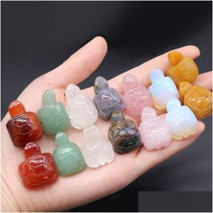 Stone Natural Stone Tortoise Carving 1 Inch Lovely Turtle Crafts Ornament Rose Quartz Crystal Healing Agate Animal Decoration Drop D Dhalh