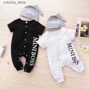 Jumpsuits Hot Sales 2023 Spring and Summer Baby Boy Baby Rompers with Hat Short and Long Sleeve Babys Clothing L240307