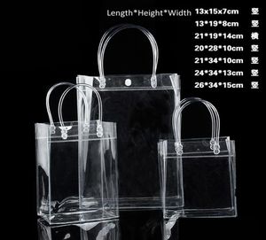 Limitado 10 Pçs / Lote Transparente Pvc Presente Tote Embalagem Sacos Com Laço De Mão Bolsa De Plástico Transparente Saco De Vestuário Fechado Vckrf1428073