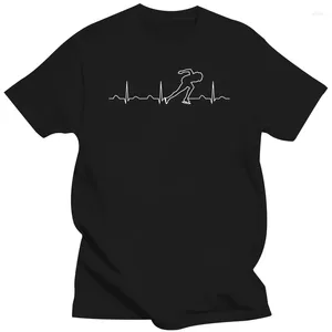 T-shirt da uomo Pattinaggio di velocità Battito cardiaco Camicia Divertente carino pattinatore Regalo d'amore Stampa T-shirt da uomo Top Funky in cotone T-shirt Fitness attillato