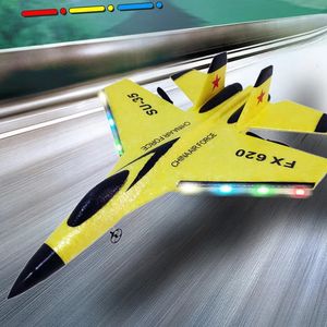 Mini Drone RC Avião SU35 2.4G com Luzes LED Aeronaves Controle Remoto Modelo Planador Avião Su57 EPP Espuma Brinquedos Presentes 240227