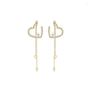 Dekorativa figurer Korean Tassel Long Heart Earrings 2024 Trendiga för sommaren Elegant hjärtformad mode