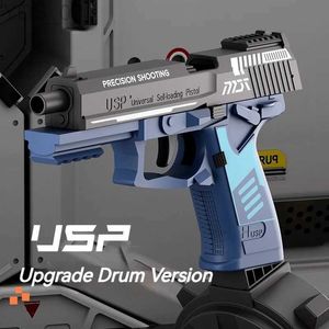 Gun Toys 2024 USP Mechanical Burst Shell Wyrzucanie miękka kulet Battle Kid Outdoor Game Boy Gun Gun Prezent urodzinowy YQ240307