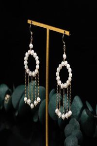 Dangle Chandelier Pearl Earrings For Women Gemstones Jewelry Chinese Vintage Natural Amulets Beaded Charm White Fashion 925 Silv3557136