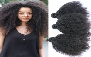 Venda brasileiro 9a afro kinky encaracolado feixes de cabelo humano não processado 100 virgem kinky encaracolado tece 3 pacotes lote para blac1635969