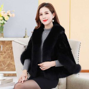 Haining Autumn and Winter New Hair Teash Cloak Short Nork skóry płaszcz dla kobiet 2023 futro 219690